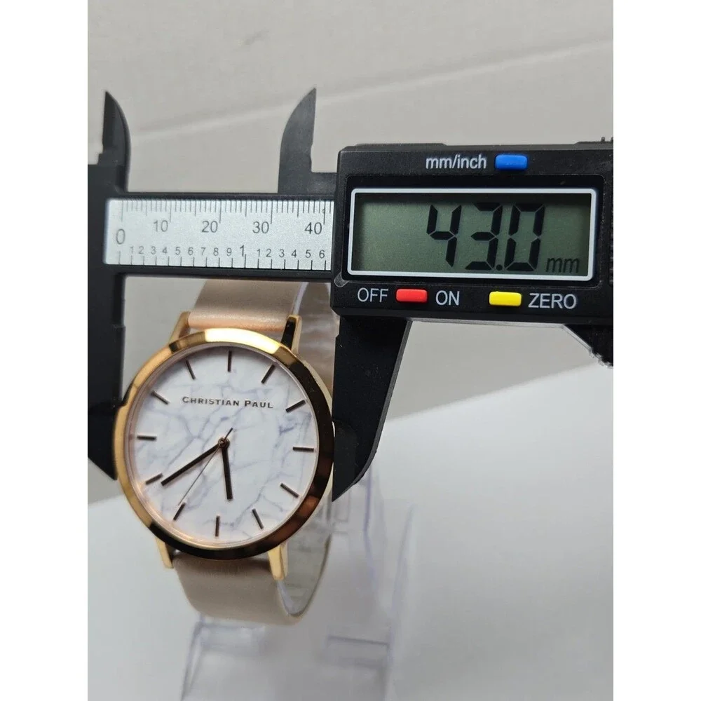 Christian Paul Whitehaven MWR4303 Marble Rose Gold 43mm Quartz Watch New Battery